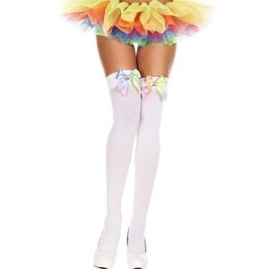 🌈 Rainbow Tye Dye Bow Thigh Highs (OS)